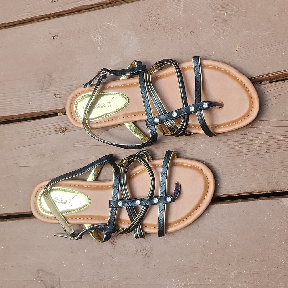 Victoria K Black Strappy Sandals